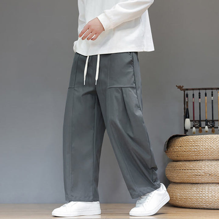 Buddha Stones秋冬 ピュアカラー コットン メンズ クロップド ハーレムパンツ ポケット付き - image 10