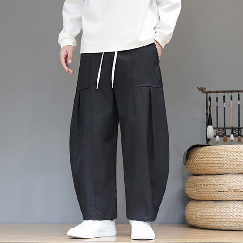 Buddha Stones秋冬 ピュアカラー コットン メンズ クロップド ハーレムパンツ ポケット付き - image 26