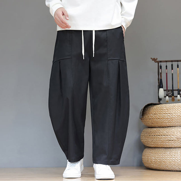 Buddha Stones秋冬 ピュアカラー コットン メンズ クロップド ハーレムパンツ ポケット付き - image 27