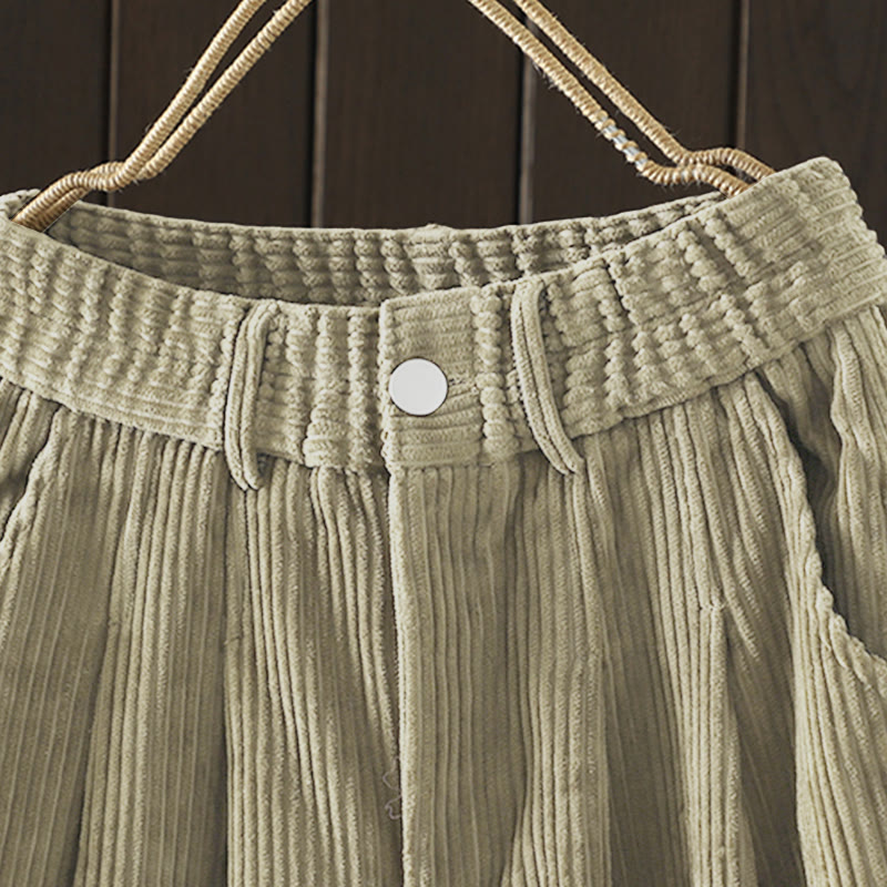 Buddha Stonesレディース 冬用 無地 コーデュロイ コットン ハイウエスト フリース裏地 ハーレムパンツ ポケット付き - image 20