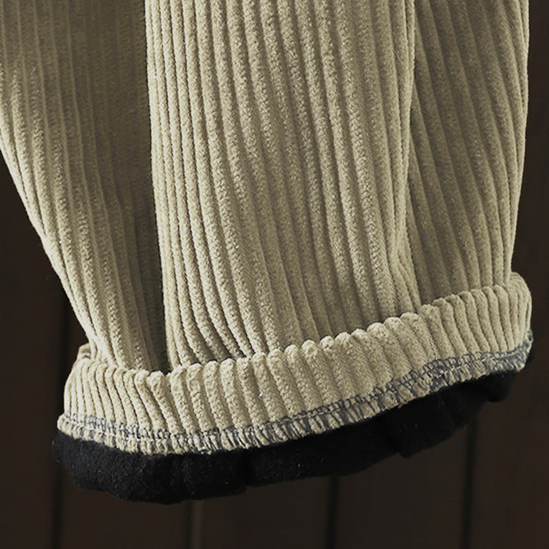 Buddha Stonesレディース 冬用 無地 コーデュロイ コットン ハイウエスト フリース裏地 ハーレムパンツ ポケット付き - image 21