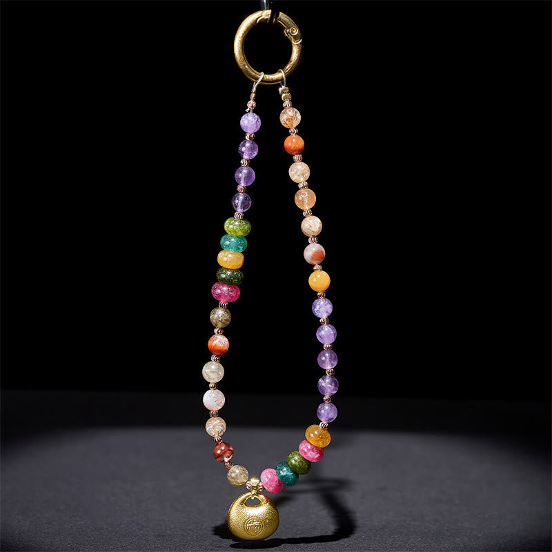Buddha Stonesカラフル フーキャラクター アメジスト スーパーセブン クリスタル キーチェーン 携帯電話 吊り下げ装飾 - image 3