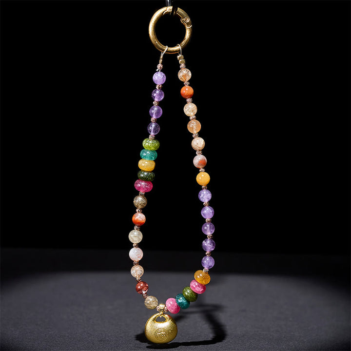 Buddha Stonesカラフル フーキャラクター アメジスト スーパーセブン クリスタル キーチェーン 携帯電話 吊り下げ装飾 - image 3