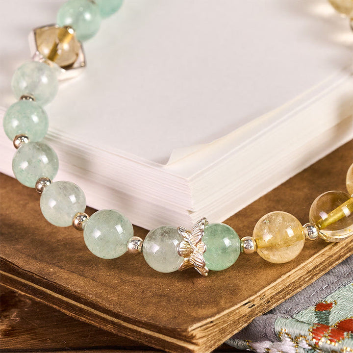 Buddha Stonesグリーンストロベリークォーツ シトリンビーズ 癒しのキーホルダー 携帯電話吊り下げ装飾 - image 1