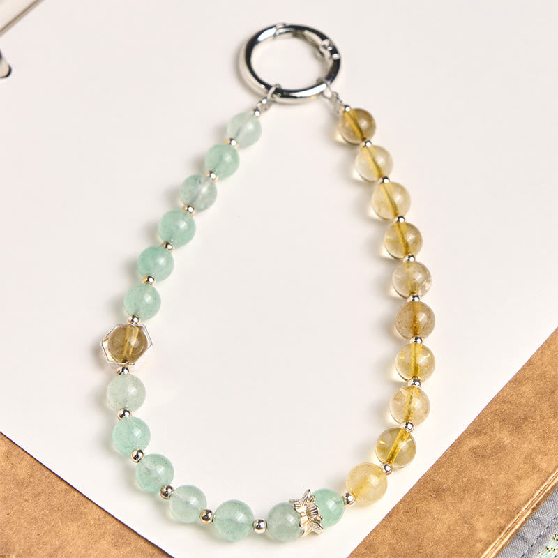 Buddha Stonesグリーンストロベリークォーツ シトリンビーズ 癒しのキーホルダー 携帯電話吊り下げ装飾 - グリーンストロベリークォーツ（愛 ♥ 感謝） - image 0