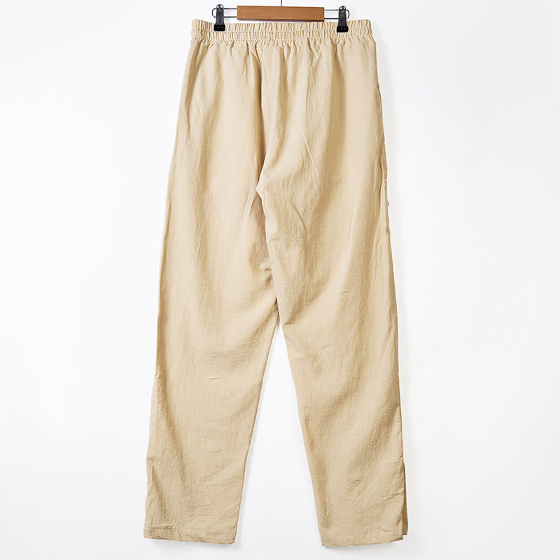 Buddha Stones無地 サイドボタン メンズ コットンパンツ ポケット付き - image 3