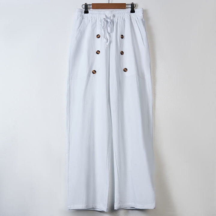 Buddha Stonesカジュアル 無地 ボタン メンズ コットンパンツ ポケット付き - image 2