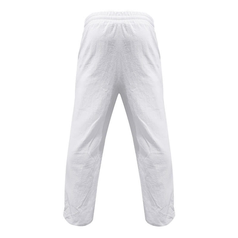 Buddha Stonesカジュアル 無地 ボタン メンズ コットンパンツ ポケット付き - image 1