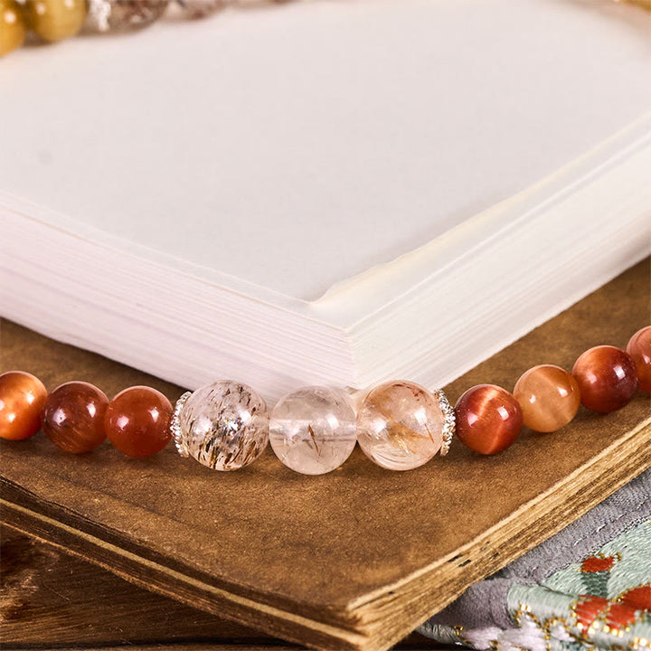 Buddha Stonesゴールデンタイガーアイ レッドタイガーアイ ハートチャーム 強さ キーチェーン 携帯電話吊り下げ装飾 - image 2