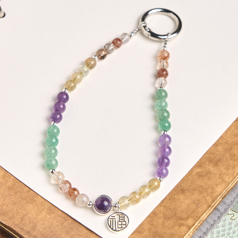 Buddha Stones福 キャラクター チャーム スーパーセブン クリスタル 成長 キーチェーン 携帯電話 吊り下げ 飾り - スーパーセブンクリスタル（精神的な成長♥成長） - image 0