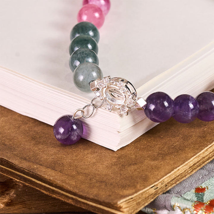 Buddha Stones8mm 天然アメジスト バランスビーズ キーチェーン 携帯電話用 吊り下げ装飾 - image 1