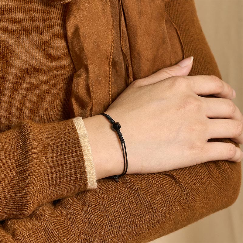 Buddha Stones天然黒曜石の紐編み強さブレスレット - image 2