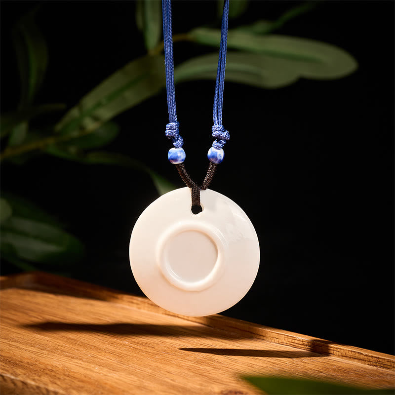 Buddha Stonesエスニック 牡丹 桃の花 蓮のシンボル 陶器 ネックレス 悟りのペンダント - image 20