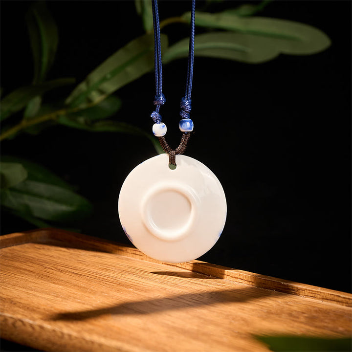 Buddha Stonesエスニック 牡丹 桃の花 蓮のシンボル 陶器 ネックレス 悟りのペンダント - image 14