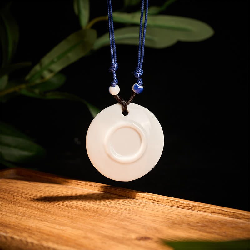 Buddha Stonesエスニック 牡丹 桃の花 蓮のシンボル 陶器 ネックレス 悟りのペンダント - image 15