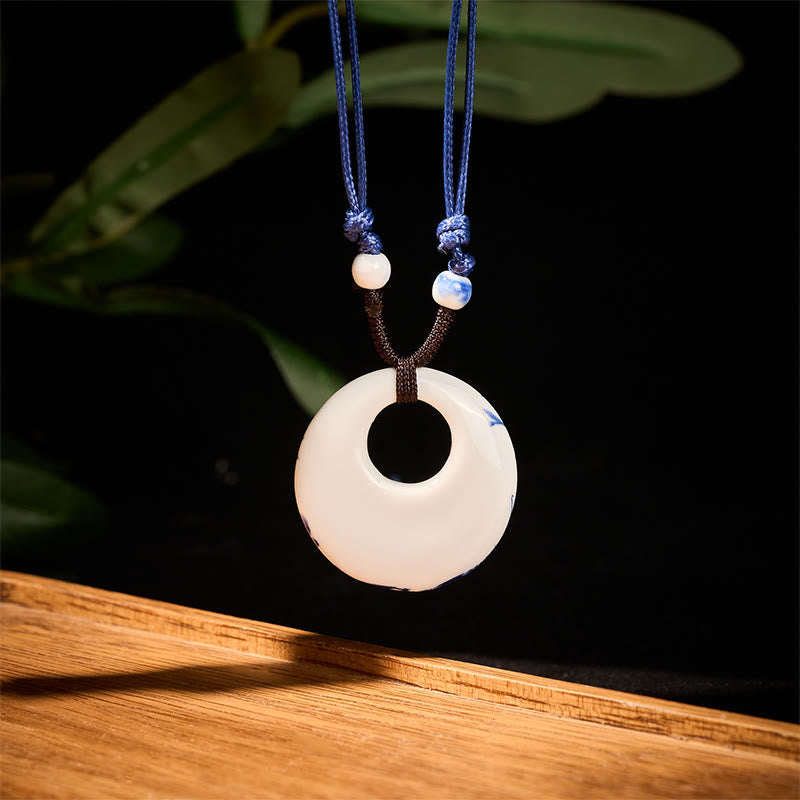 Buddha Stonesエスニック 牡丹 桃の花 蓮のシンボル 陶器 ネックレス 悟りのペンダント - image 2