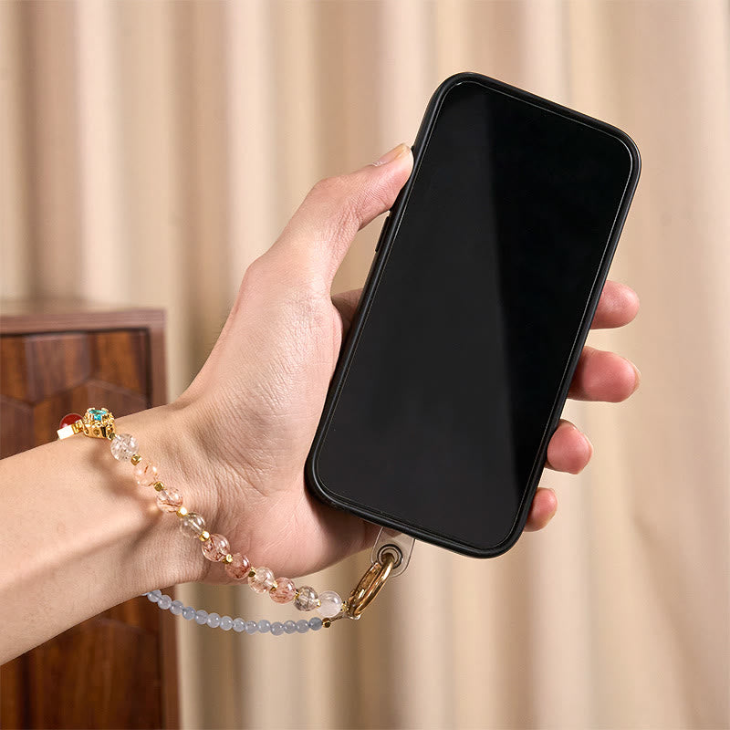 Buddha Stonesスーパーセブン クリスタル ブルーカルセドニー ビーズ ヒーリングキーホルダー 携帯電話用 吊り下げ装飾 - image 4