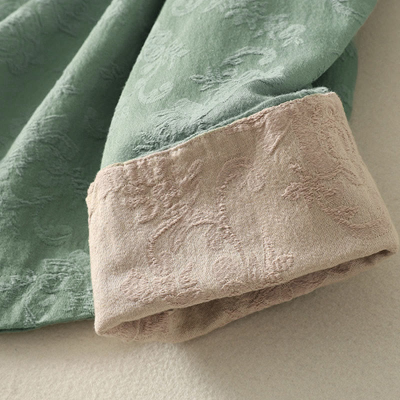 Buddha Stonesジャカード 斜め前立て 長袖 レディース コットンリネン ボタンシャツ - image 9