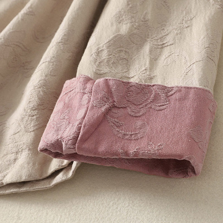 Buddha Stonesジャカード 斜め前立て 長袖 レディース コットンリネン ボタンシャツ - image 4