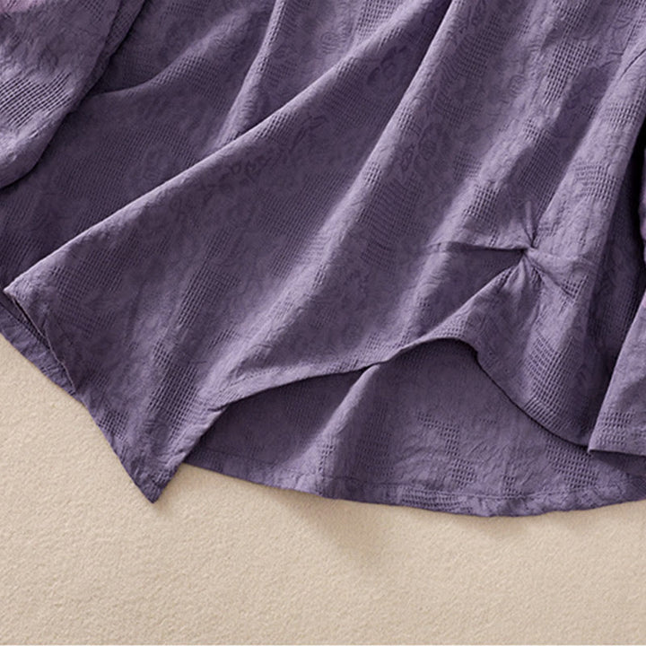 Buddha Stonesジャカード 不規則な裾 プリーツデザイン レディース コットン 長袖シャツ - image 5