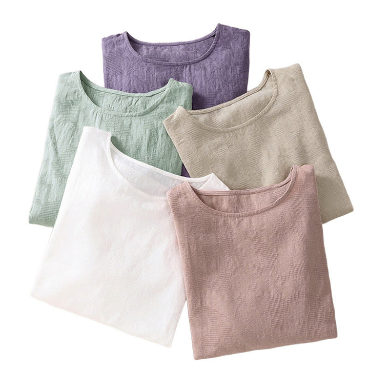 Buddha Stonesジャカード 不規則な裾 プリーツデザイン レディース コットン 長袖シャツ - image 43