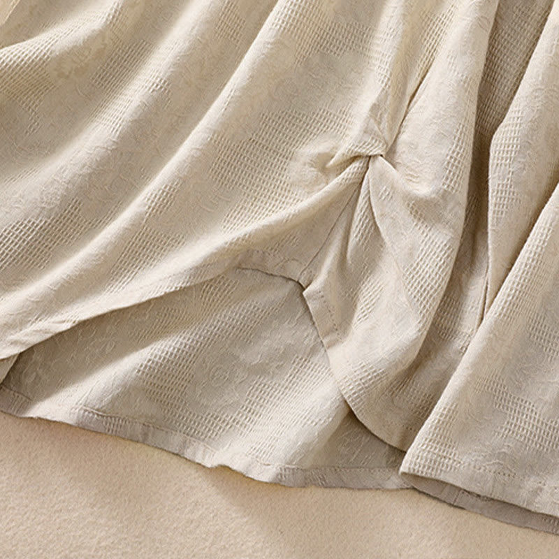 Buddha Stonesジャカード 不規則な裾 プリーツデザイン レディース コットン 長袖シャツ - image 30