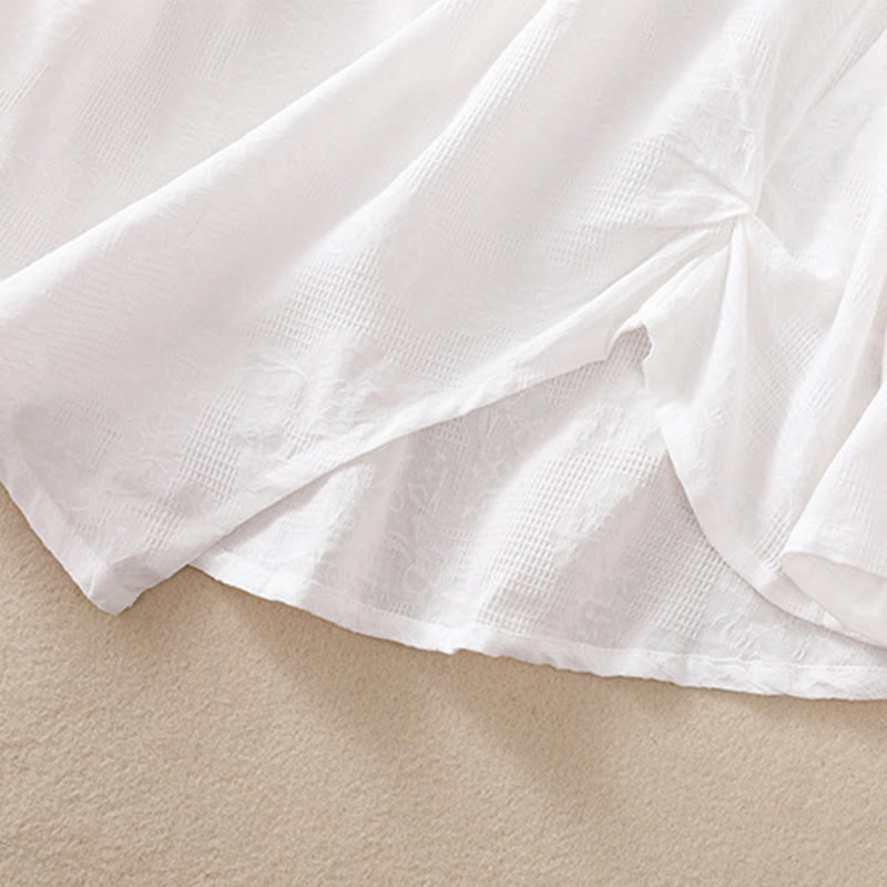 Buddha Stonesジャカード 不規則な裾 プリーツデザイン レディース コットン 長袖シャツ - image 15