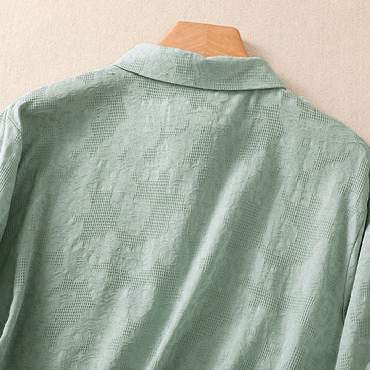 Buddha Stones秋 刺繍 アシンメトリーデザイン カエルボタン レディース コットン 長袖シャツ - image 3