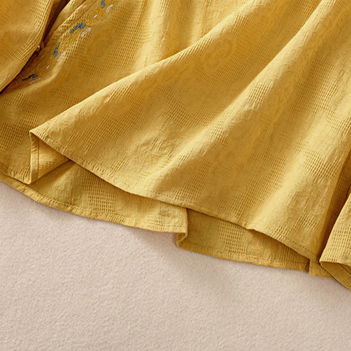 Buddha Stones秋 刺繍 アシンメトリーデザイン カエルボタン レディース コットン 長袖シャツ - image 29