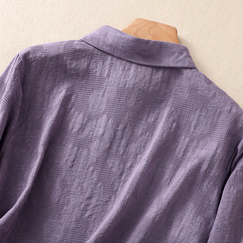 Buddha Stones秋 刺繍 アシンメトリーデザイン カエルボタン レディース コットン 長袖シャツ - image 34