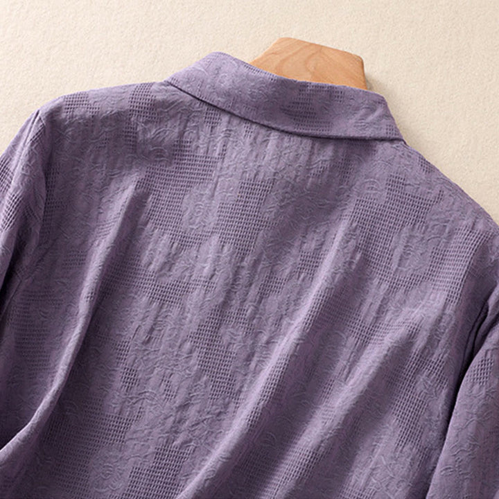 Buddha Stones秋 刺繍 アシンメトリーデザイン カエルボタン レディース コットン 長袖シャツ - image 34