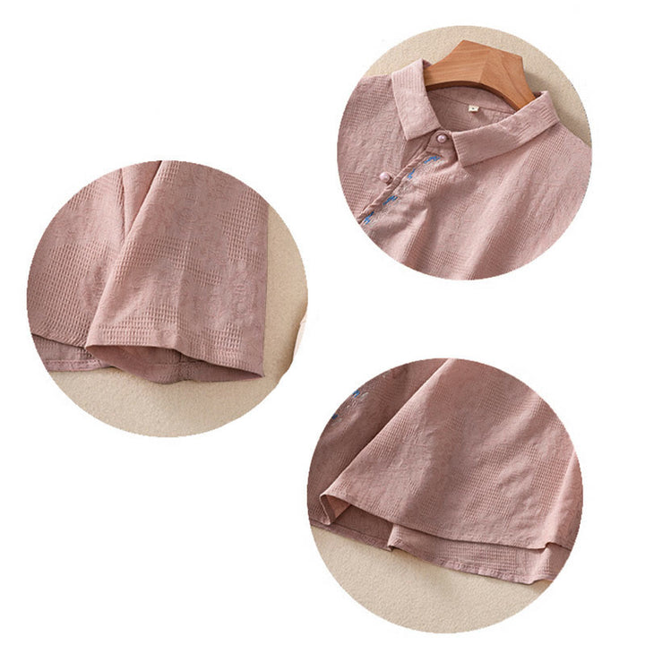 Buddha Stones秋 刺繍 アシンメトリーデザイン カエルボタン レディース コットン 長袖シャツ - image 23