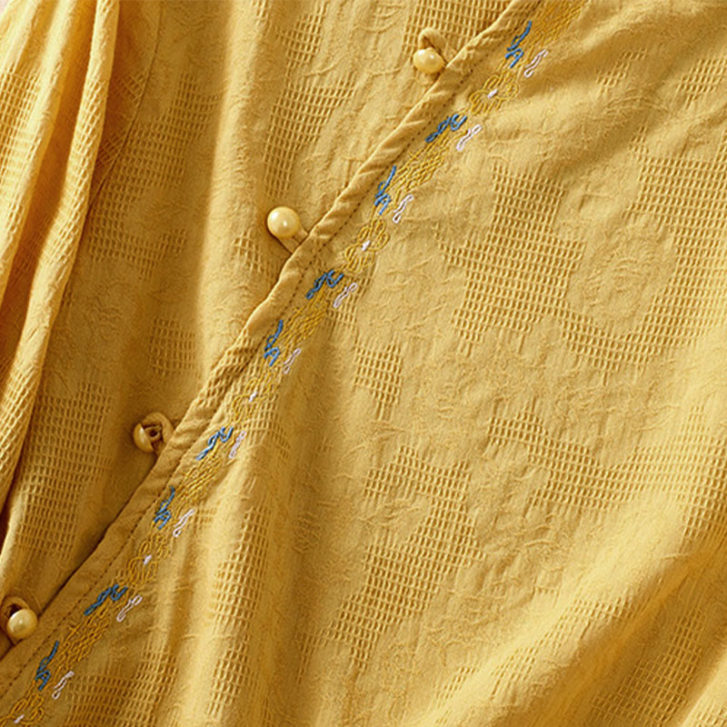 Buddha Stones秋 刺繍 アシンメトリーデザイン カエルボタン レディース コットン 長袖シャツ - image 28