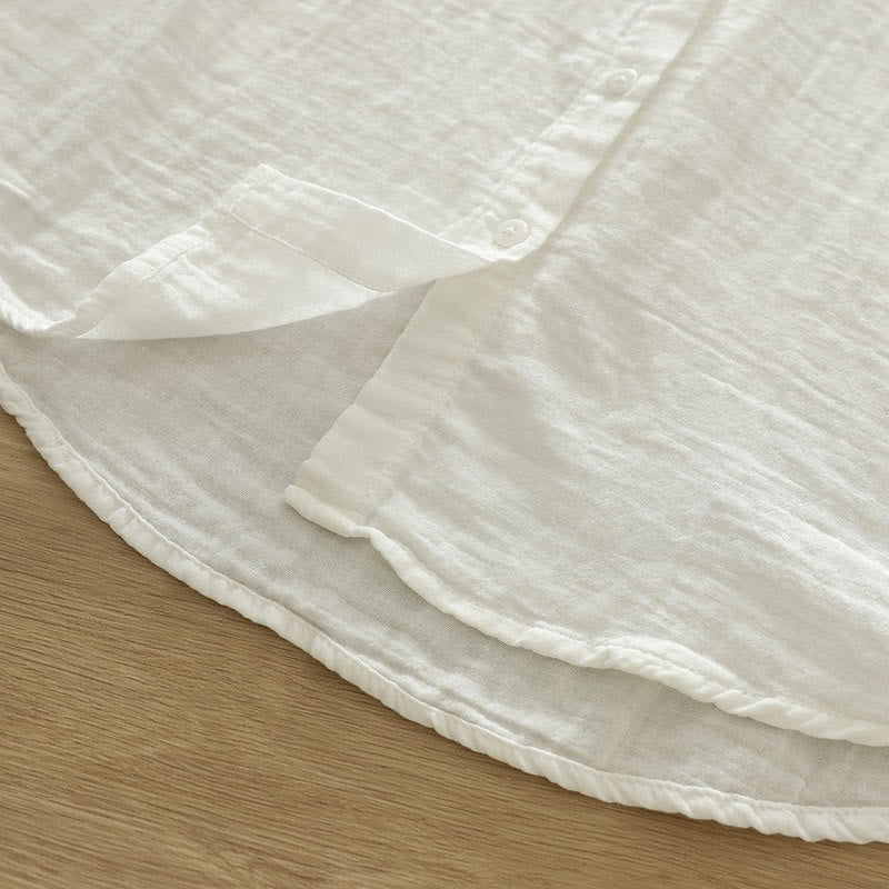 Buddha Stones秋 ホワイト カラフル 花柄 刺繍 ボタン レディース コットン 長袖シャツ - image 12