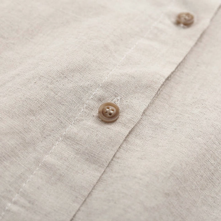 Buddha Stones秋 ベージュ 花柄 草 刺繍 ボタン レディース コットン 長袖シャツ - image 4