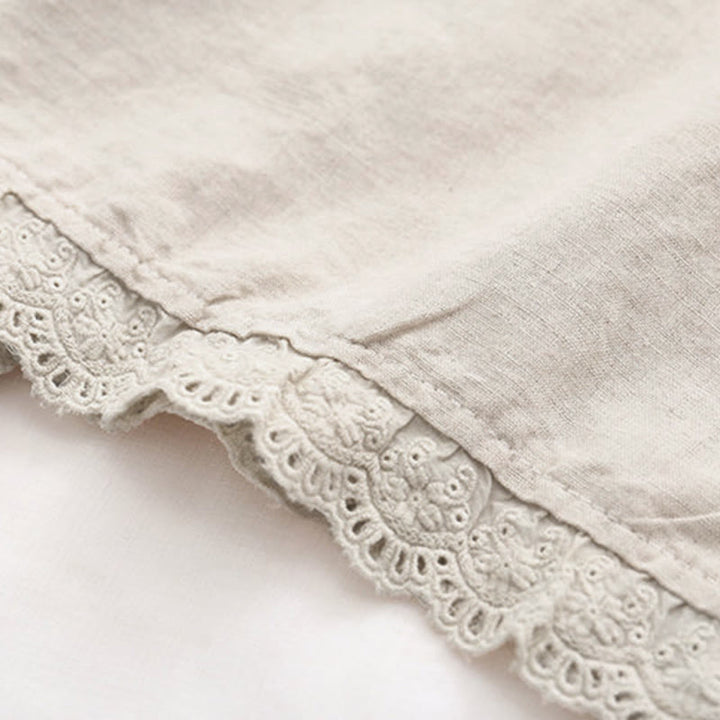 Buddha Stones秋 ベージュ 花柄 草 刺繍 ボタン レディース コットン 長袖シャツ - image 7