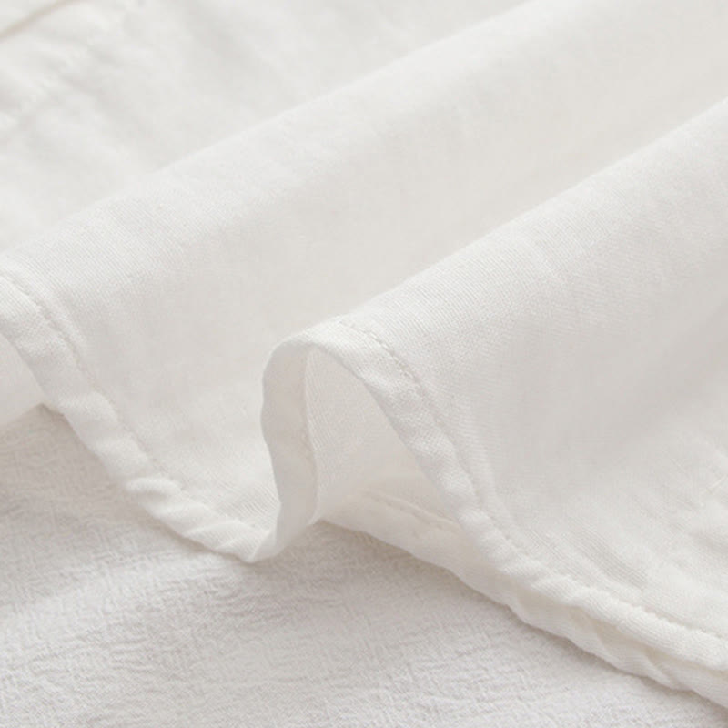 Buddha Stonesと秋のピンクの梅の花の刺繍ボタンレディースコットン長袖シャツ - image 13