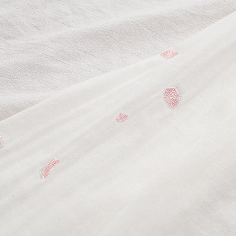 Buddha Stonesと秋のピンクの梅の花の刺繍ボタンレディースコットン長袖シャツ - image 10