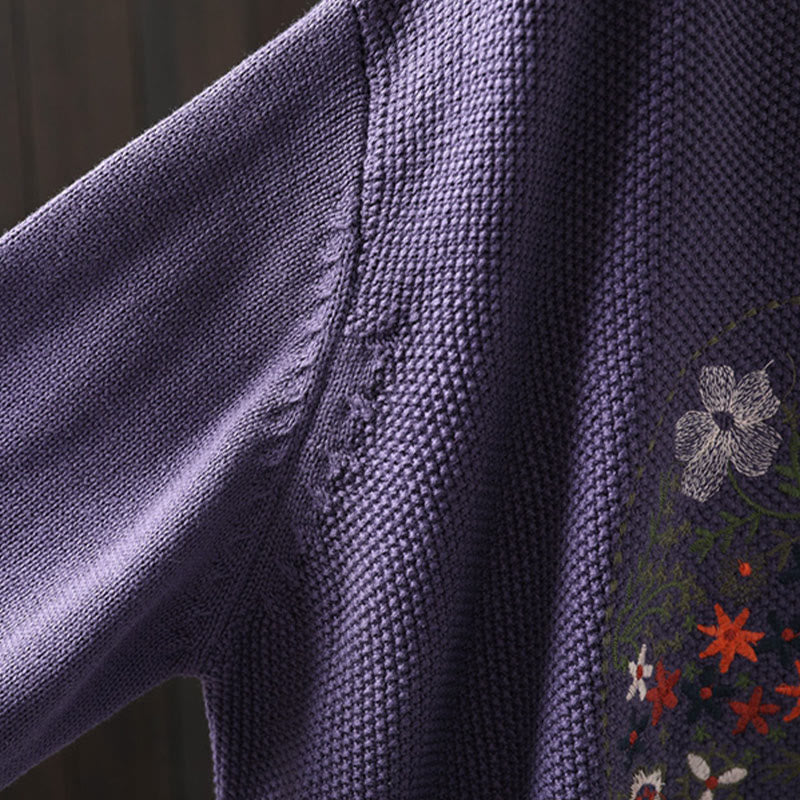 Buddha Stones柄刺繍ボタン コットン レディース 長袖 ニットカーディガン セーター - image 9