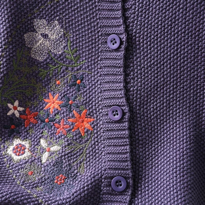 Buddha Stones柄刺繍ボタン コットン レディース 長袖 ニットカーディガン セーター - image 10