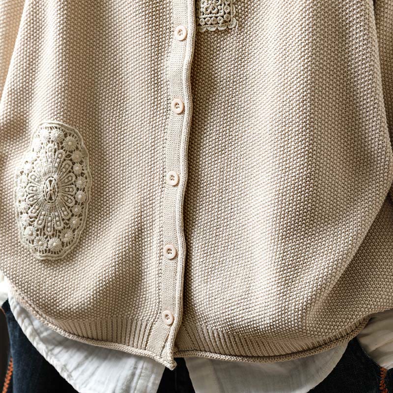 Buddha Stones秋 フローラルボタン コットン レディース 長袖 ニットカーディガン セーター - image 21