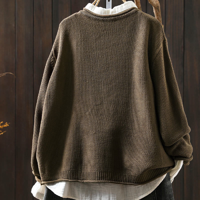 Buddha Stones秋 フローラルボタン コットン レディース 長袖 ニットカーディガン セーター - image 4