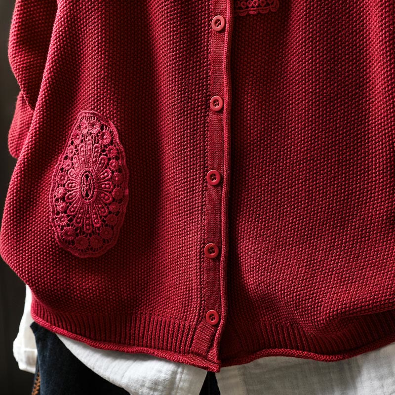 Buddha Stones秋 フローラルボタン コットン レディース 長袖 ニットカーディガン セーター - image 18