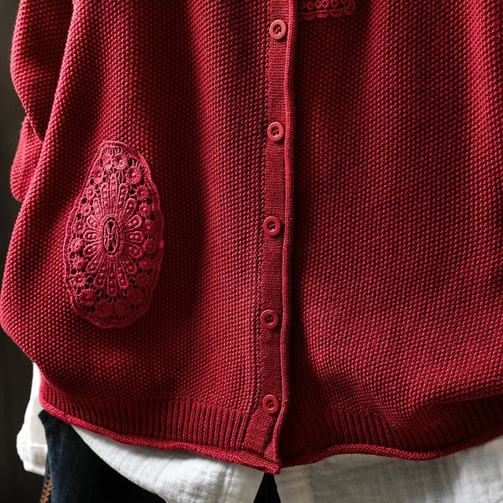 Buddha Stones秋 フローラルボタン コットン レディース 長袖 ニットカーディガン セーター - image 18