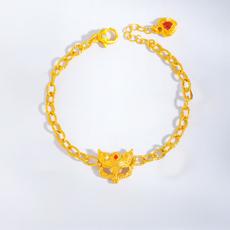 Buddha Stonesフォックスデザイン ハートチャーム 銅製 富のチェーンブレスレット - image 1