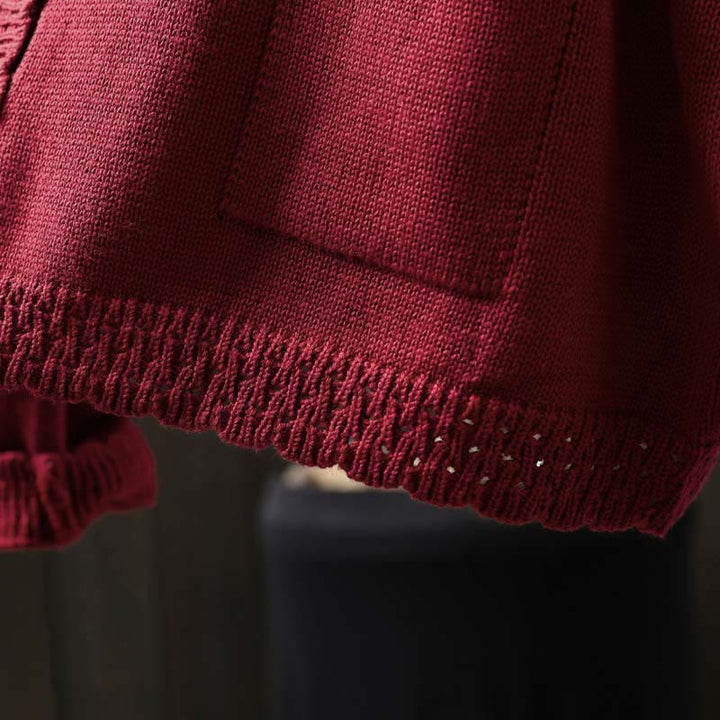 Buddha Stones秋 レースボタン ​​コットン レディース 長袖 ニットカーディガン セーター ポケット付き - image 9