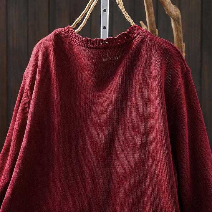 Buddha Stones秋 レースボタン ​​コットン レディース 長袖 ニットカーディガン セーター ポケット付き - image 4