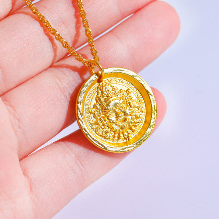 Buddha Stones24Kゴールドメッキ 真鍮 イエロー ジャンバラ豊かさの守護チェーンペンダントネックレス - イエロー・ジャンバラ - image 1