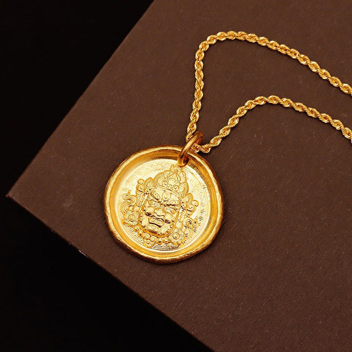Buddha Stones24Kゴールドメッキ 真鍮 イエロー ジャンバラ豊かさの守護チェーンペンダントネックレス - image 3