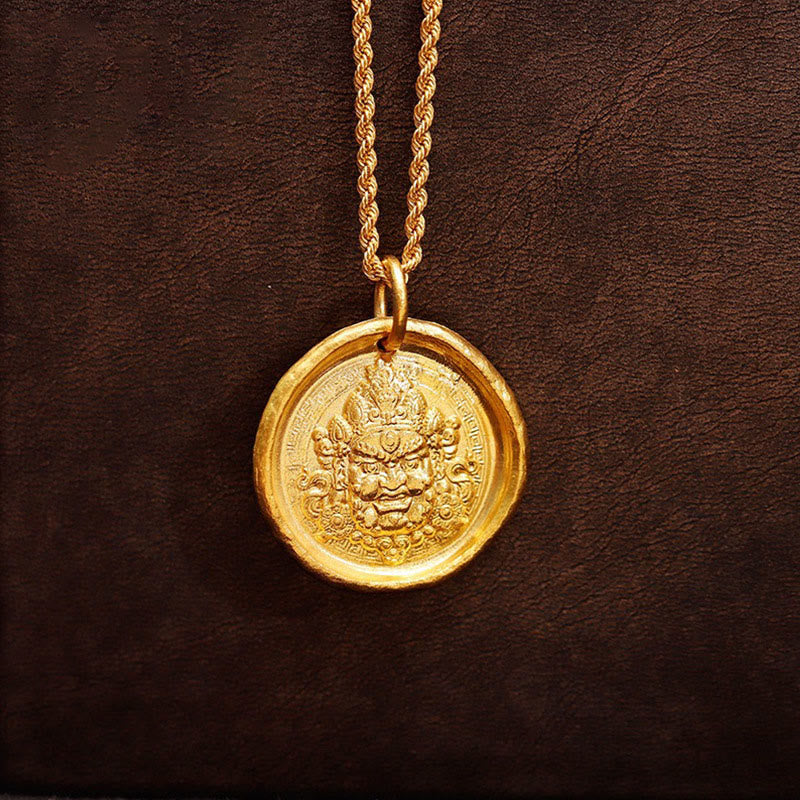 Buddha Stones24Kゴールドメッキ 真鍮 イエロー ジャンバラ豊かさの守護チェーンペンダントネックレス - image 2